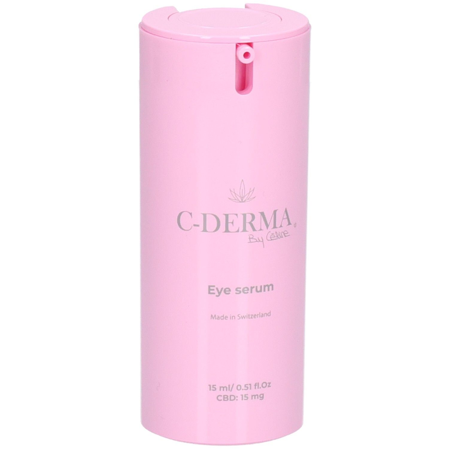 C-DERMA Eye Serum Spender, rosa, 15 ml, Made in Switzerland.