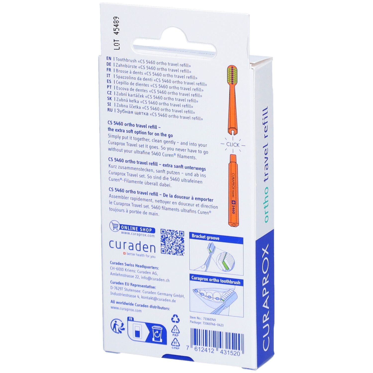 CURAPROX CS 5460 Travel Set Ortho refill orange