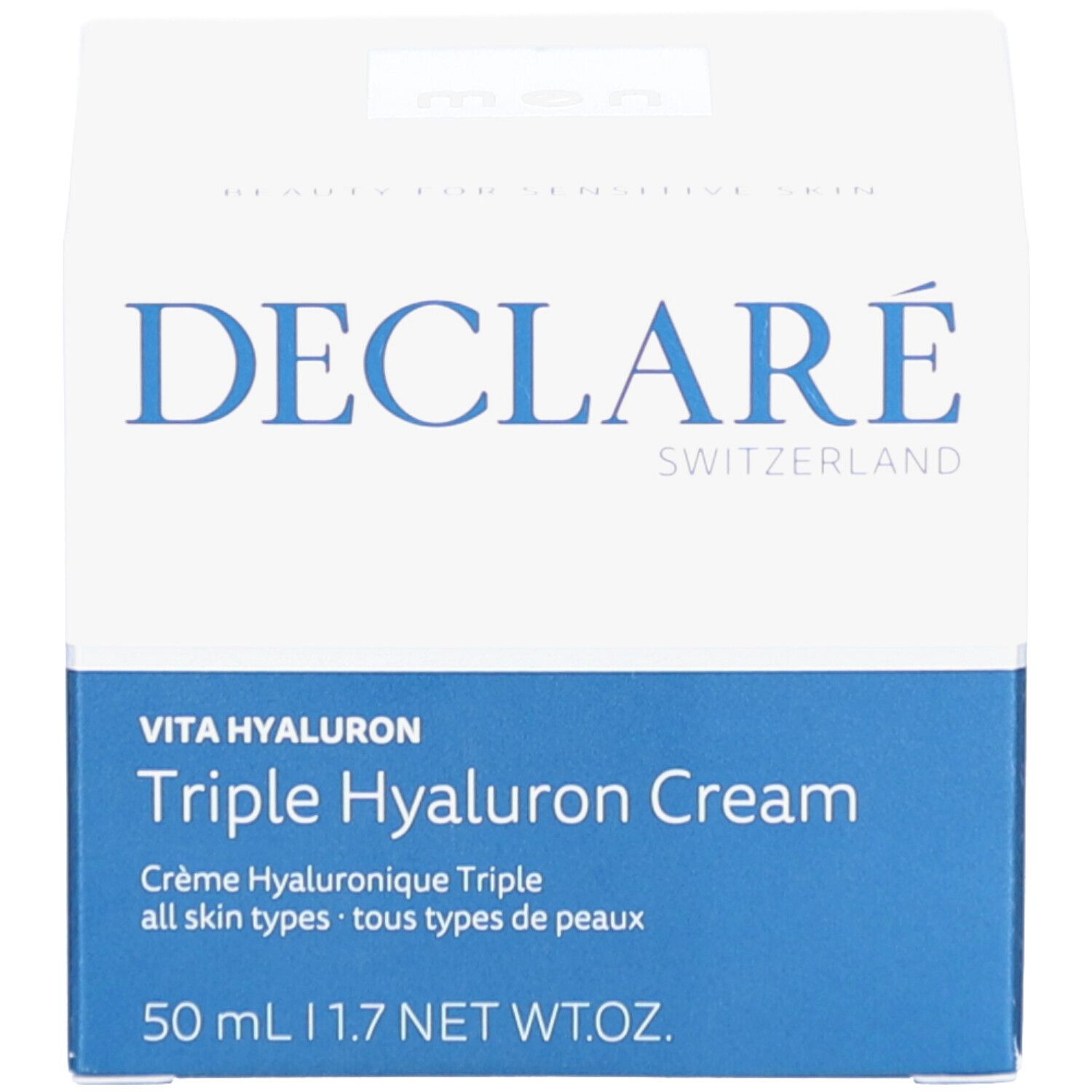 Emballage. Inscription : DECLARÉ, Vita Hyaluron Triple Hyaluron Cream. 50 ml.