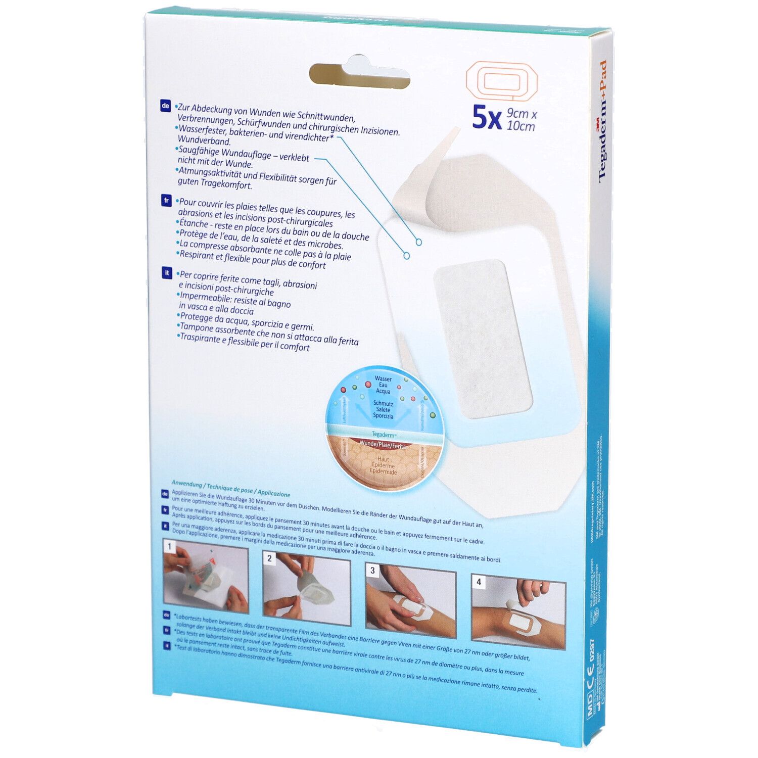 3M Tegaderm™ + Pad Folienverband mit nicht haftender Kompresse 9 x 10 cm