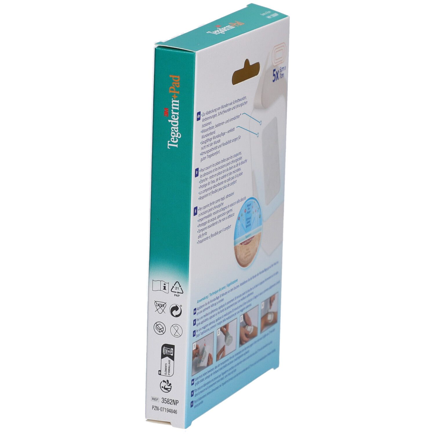 3M Tegaderm™ + Pad pansement film avec compresse non adhérente 5 x 7 cm