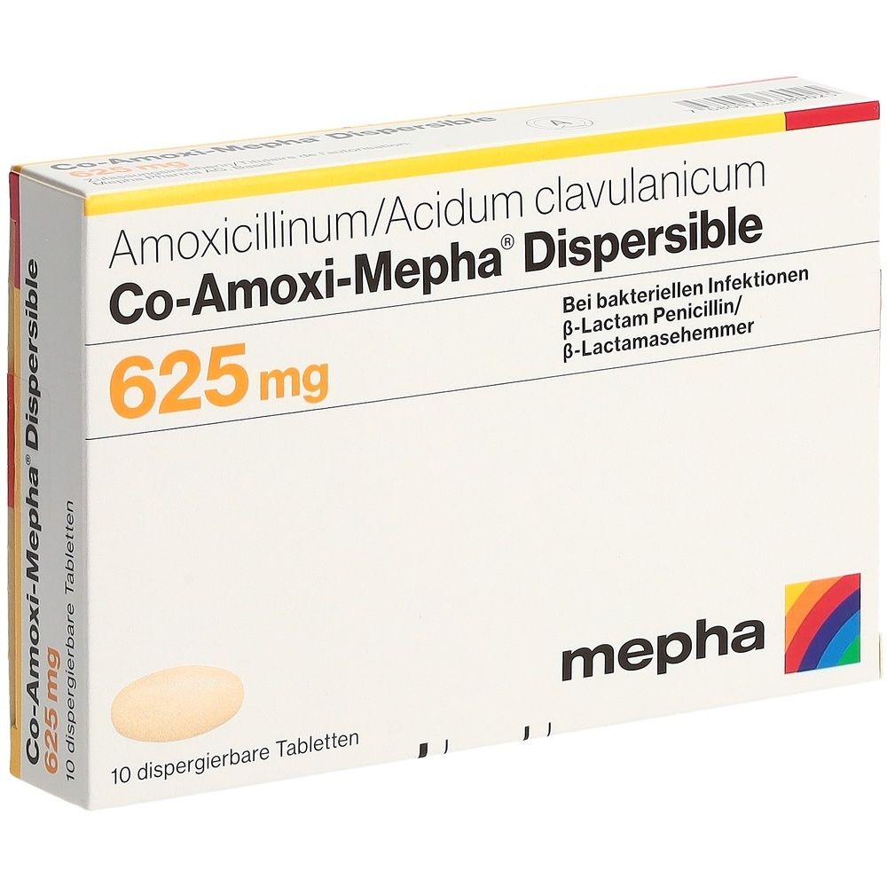 CO-AMOXI Mepha Disp Tabl 625 mg 10 Stk