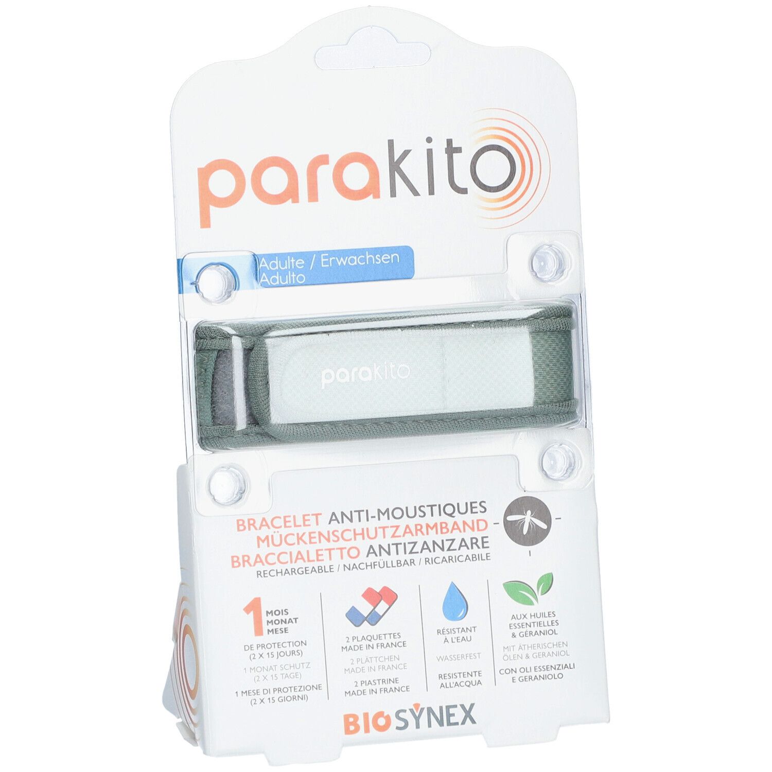 PARAKITO Bracelet Anti-moustiques Adulte Kaki