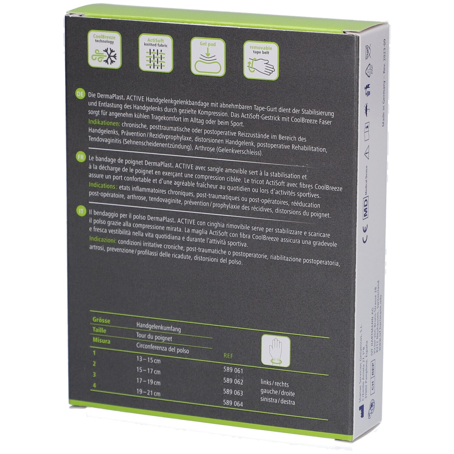 DermaPlast Active Manu Soft Plus Handgelenkbandage Größe 3