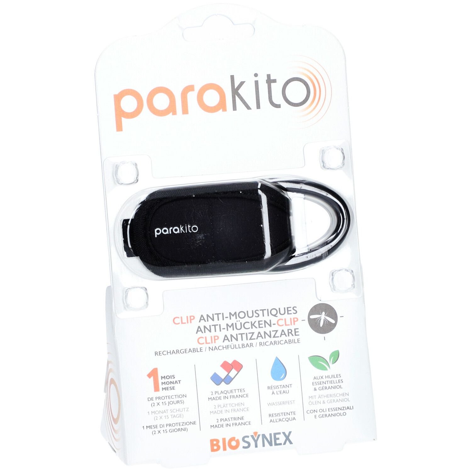 PARAKITO Klipps für Kinderwagen Rucksack schwarz
