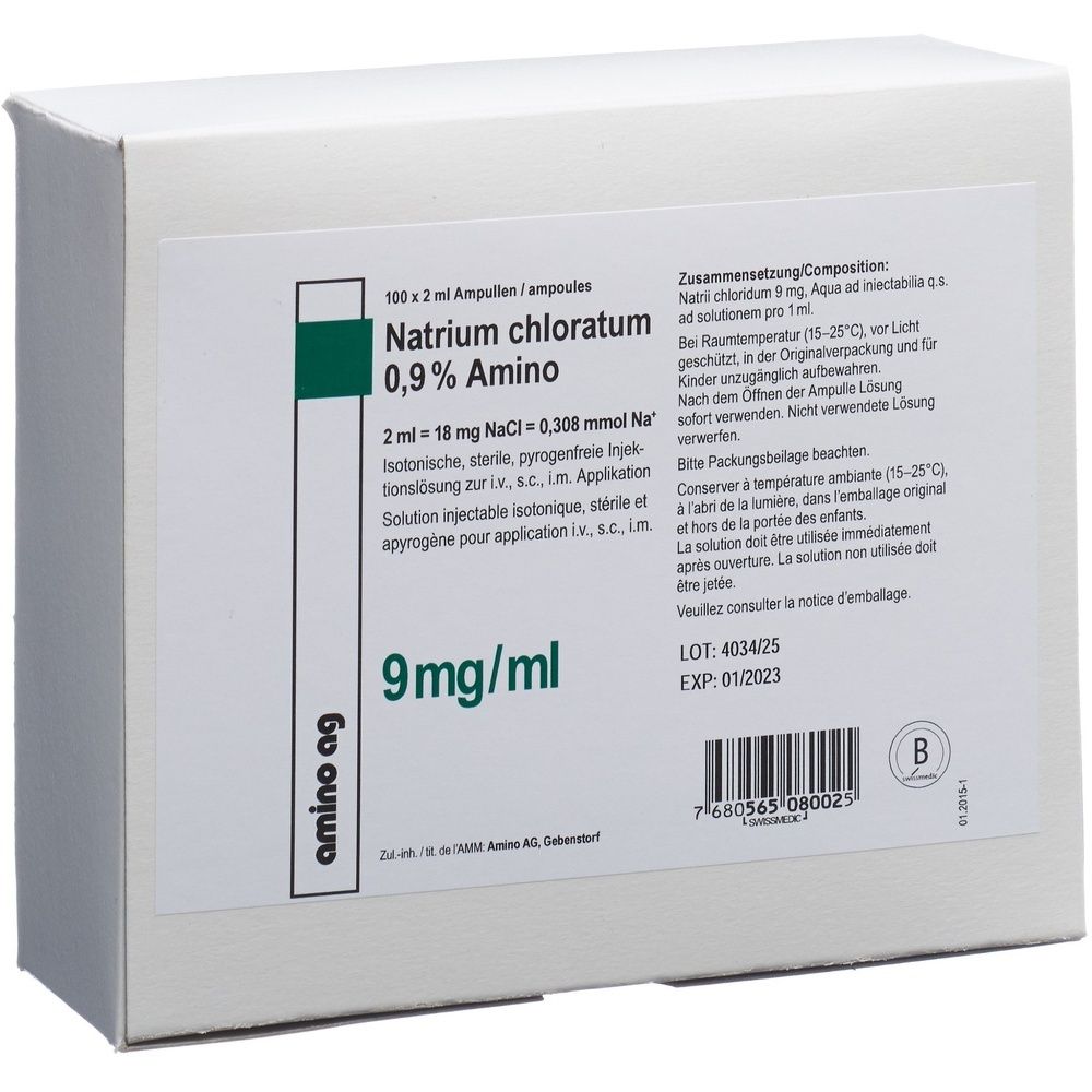 NACL Amino Inj Lös 0.9 % 2ml Amp 100 Stk