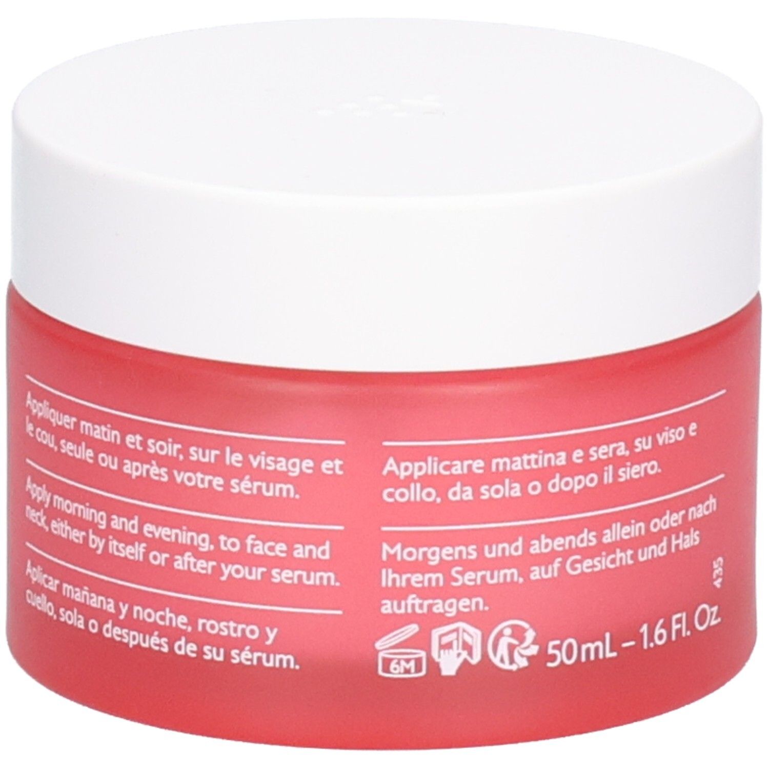 Pot rouge avec couvercle blanc. Inscription: CAUDALIE PARIS, VinoHydra, Crème Hydratation Intense, Deep Hydration Moisturizer.