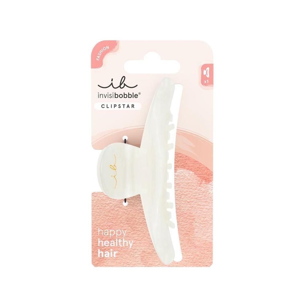 Barrette CLIPSTAR Invisibobble crème, emballée. Inscription: happy healthy hair.