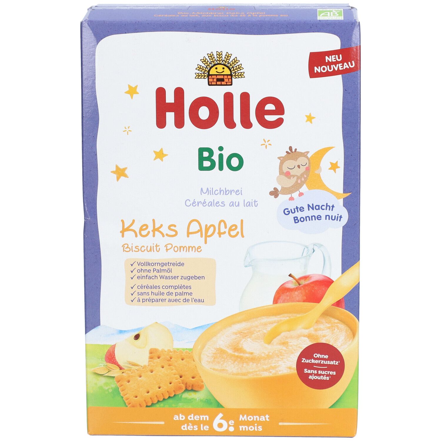 Holle Bouillie Lactée Biscuit Pomme Bio