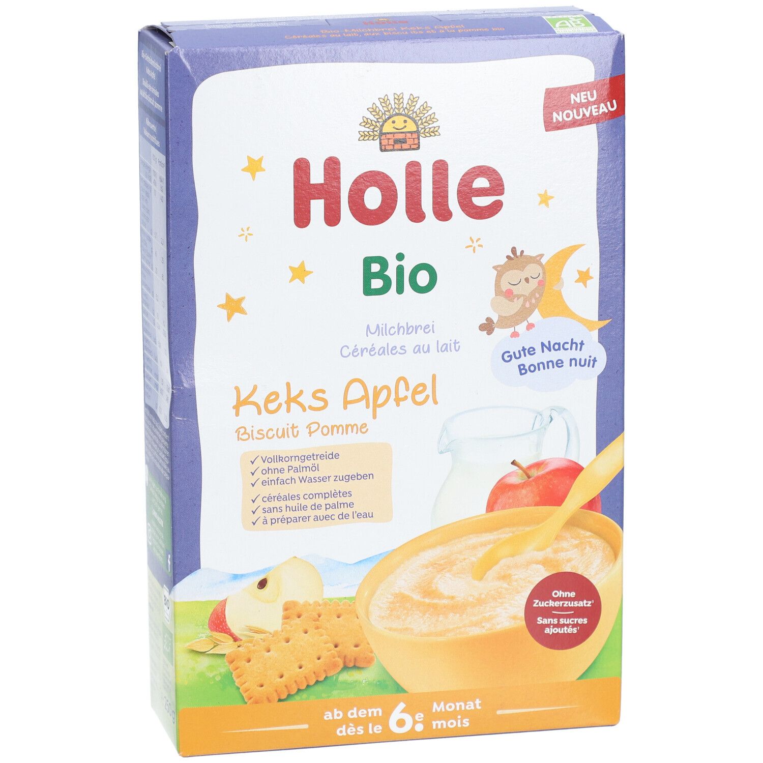 Holle Bouillie Lactée Biscuit Pomme Bio