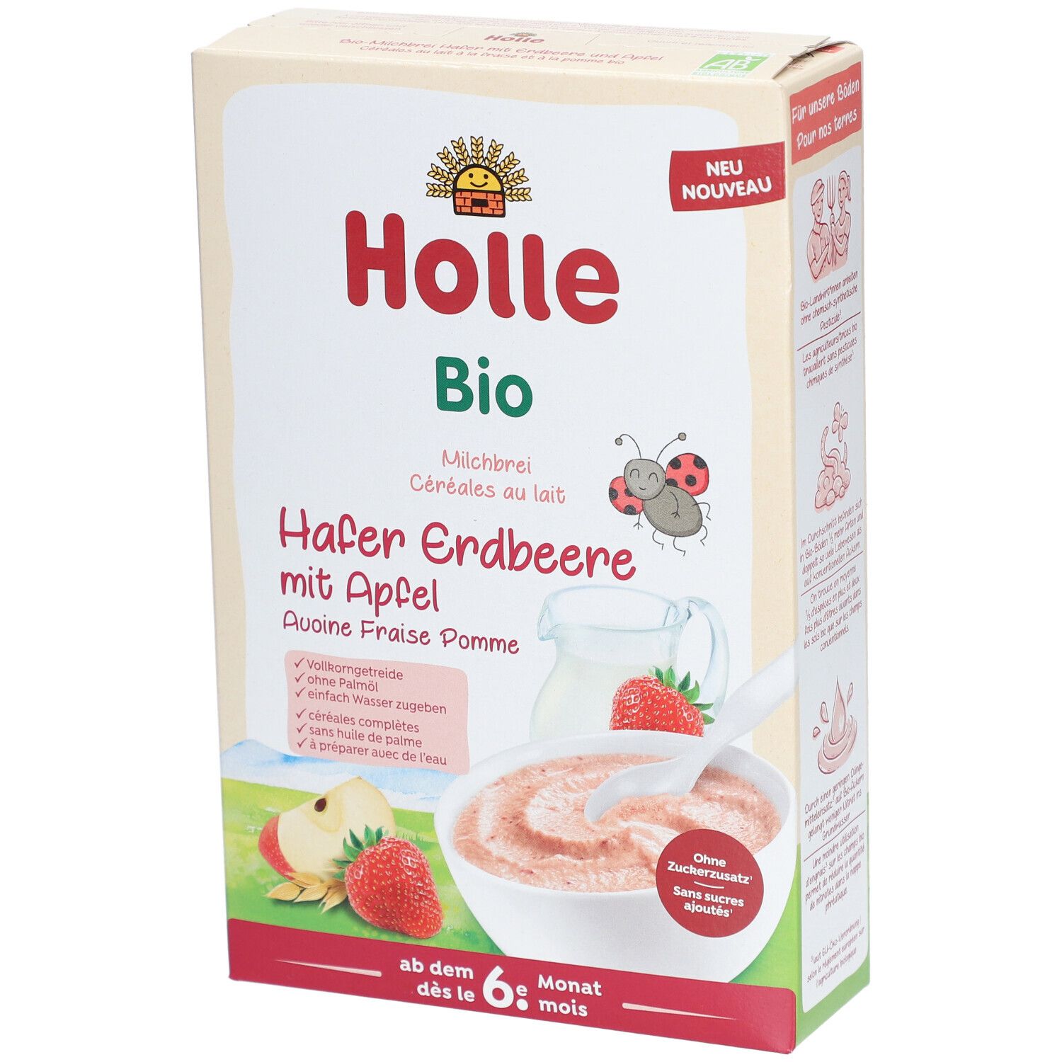 HOLLE Milchbrei Hafer Apfel Erdbeere Bio 250 g