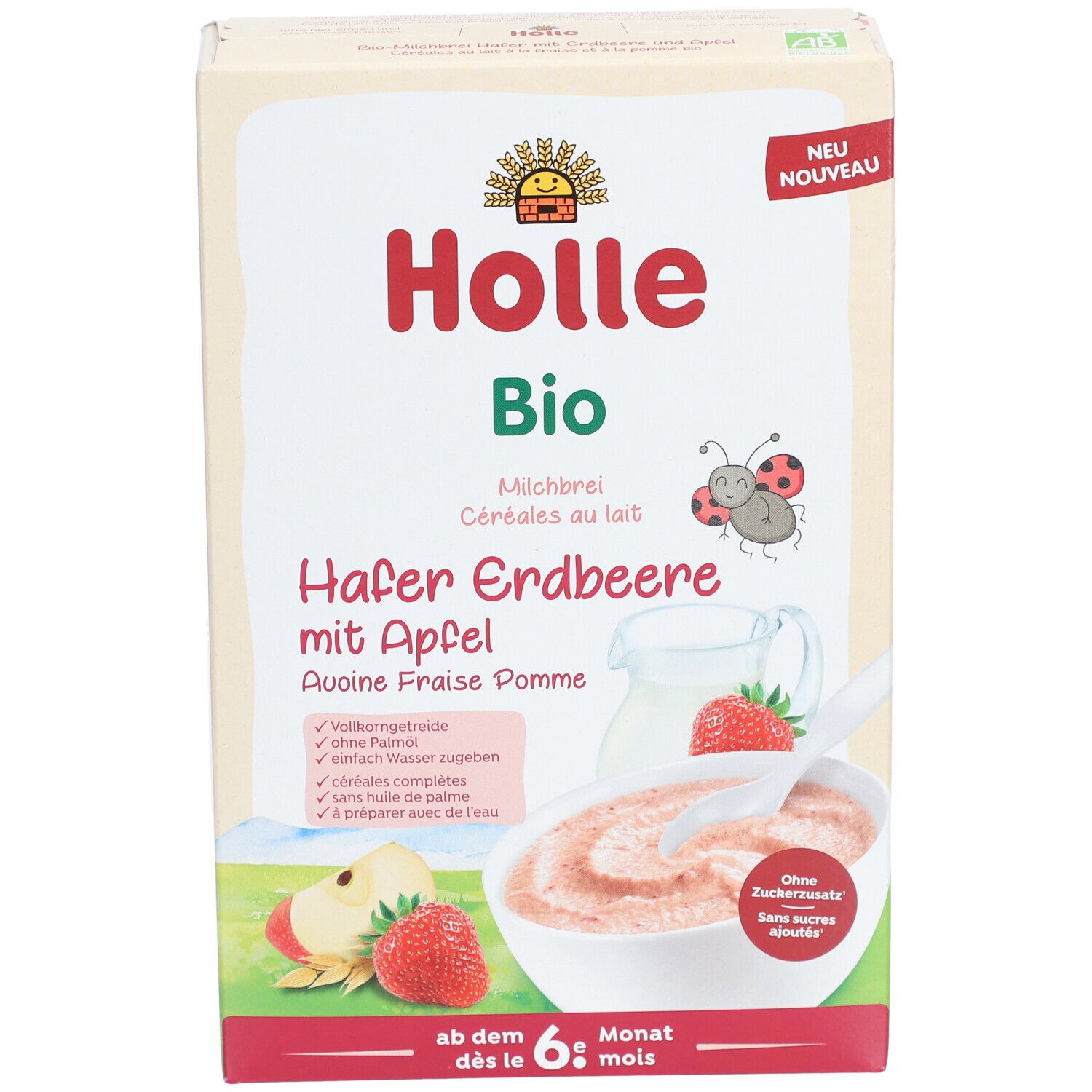 HOLLE Milchbrei Hafer Apfel Erdbeere Bio 250 g