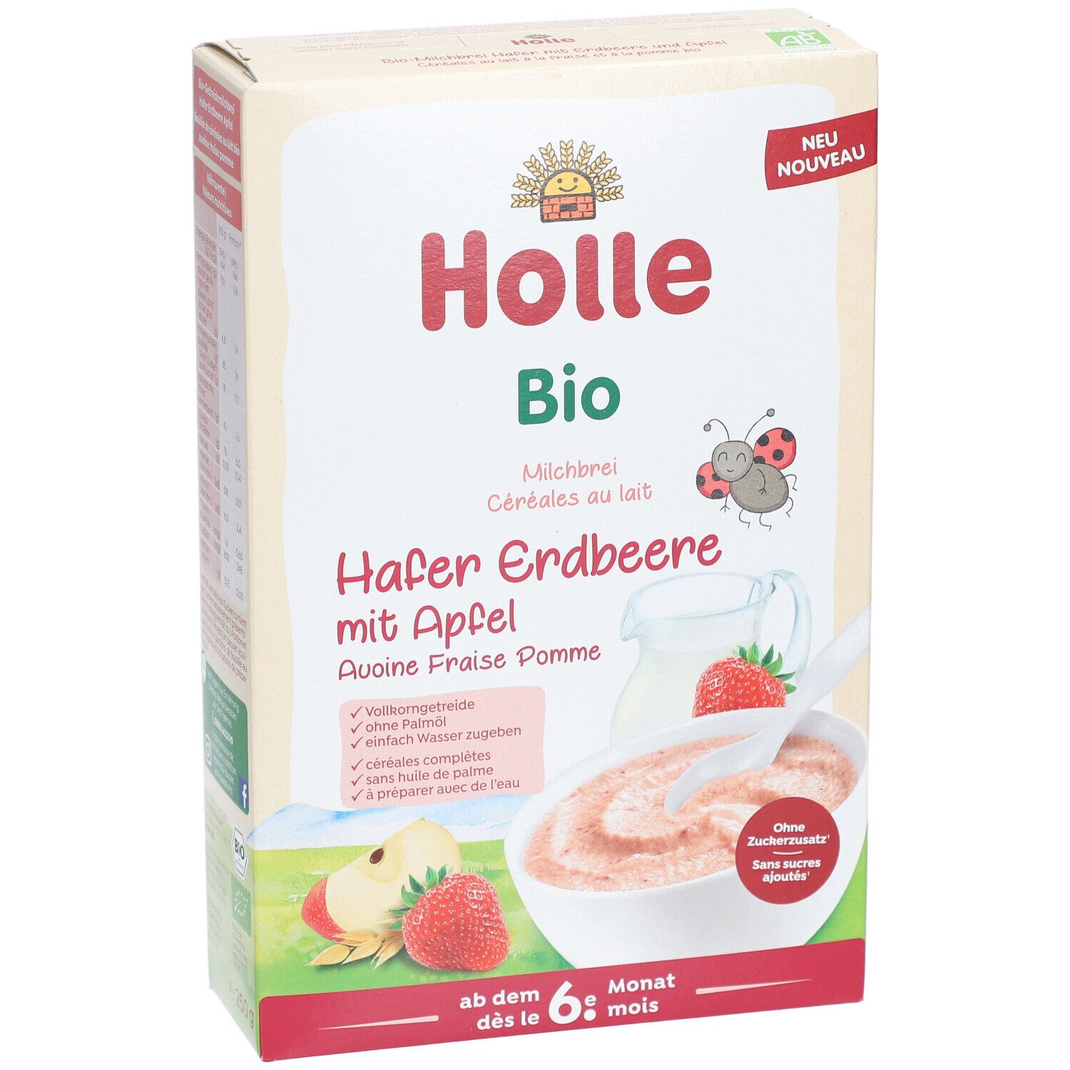 HOLLE Milchbrei Hafer Apfel Erdbeere Bio 250 g