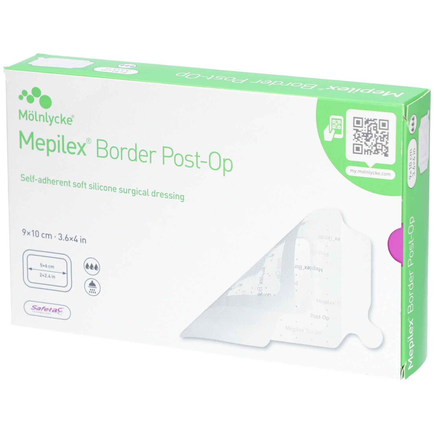 MÖLNLYCKE Mepilex® Border Post-Op - Pansement post-opératoire auto-fixant siliconé 9 x 10 cm