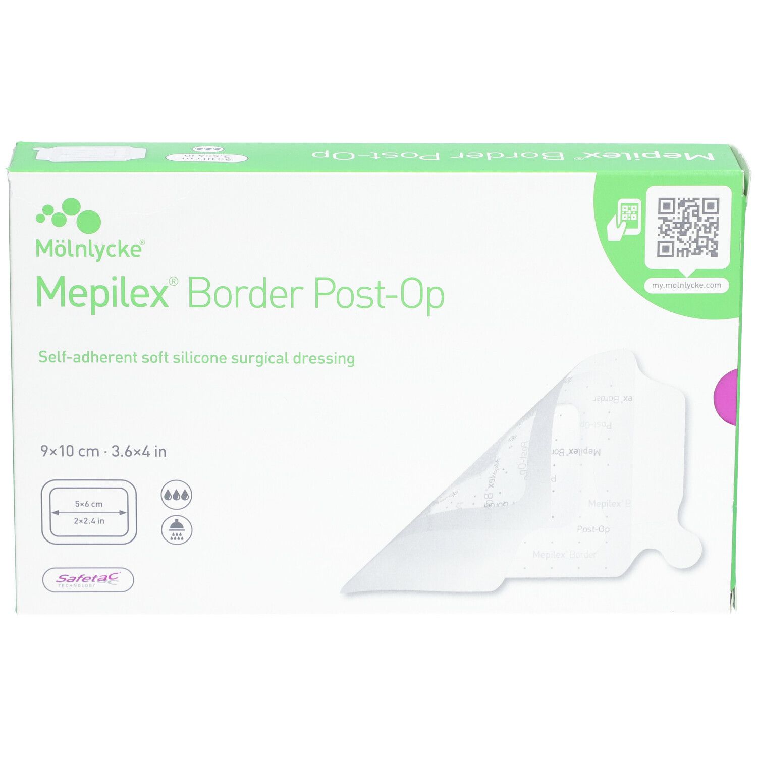 MÖLNLYCKE Mepilex® Border Post-Op - Pansement post-opératoire auto-fixant siliconé 9 x 10 cm
