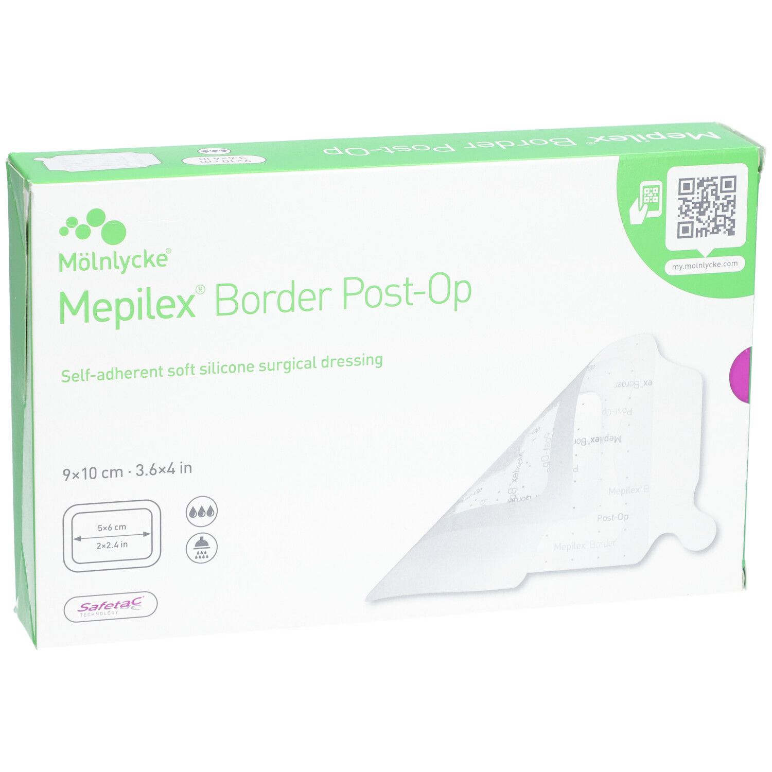 MÖLNLYCKE Mepilex® Border Post-Op - Pansement post-opératoire auto-fixant siliconé 9 x 10 cm