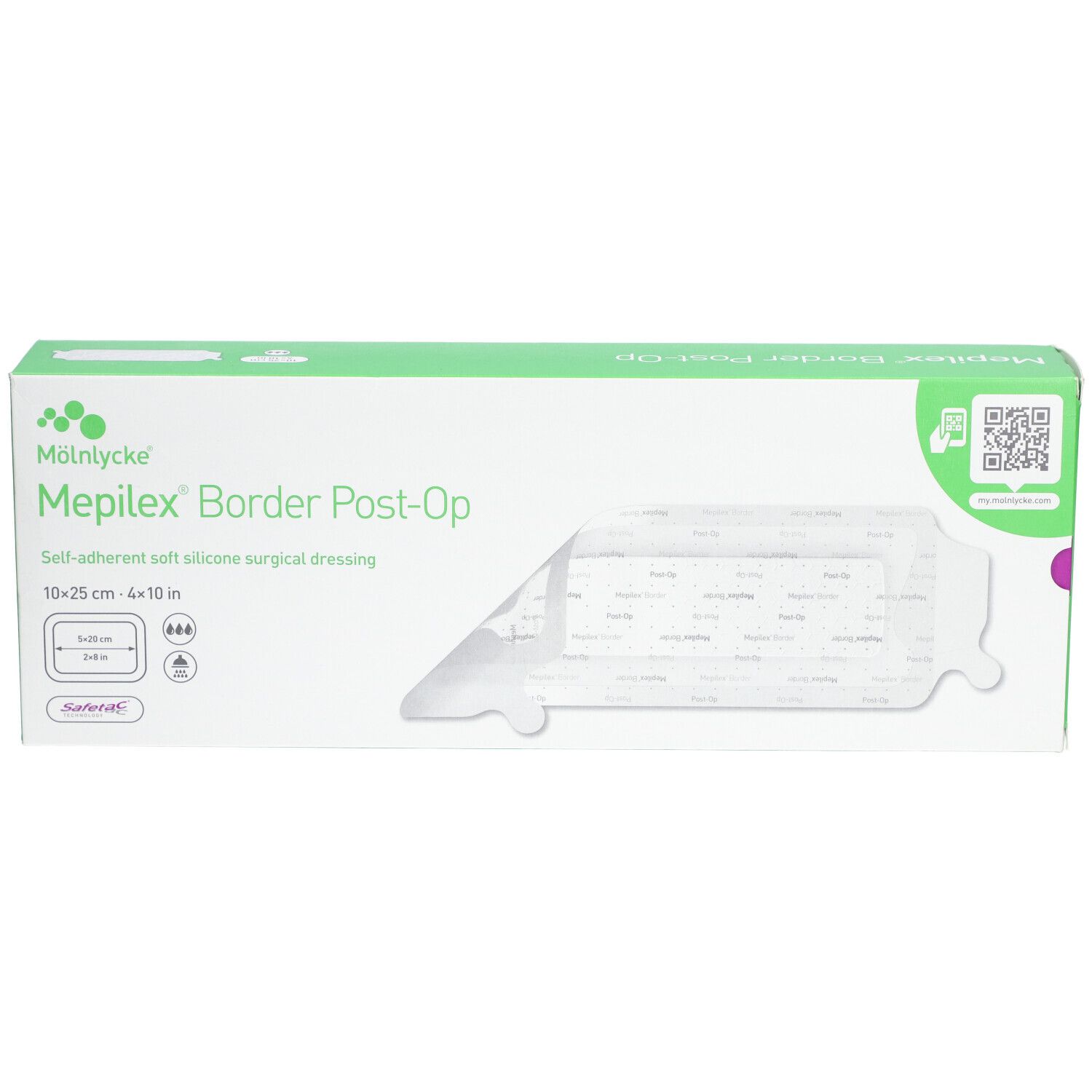 MÖLNLYCKE Mepilex® Border Post-Op - Pansement post-opératoire auto-fixant siliconé 10 x 25 cm