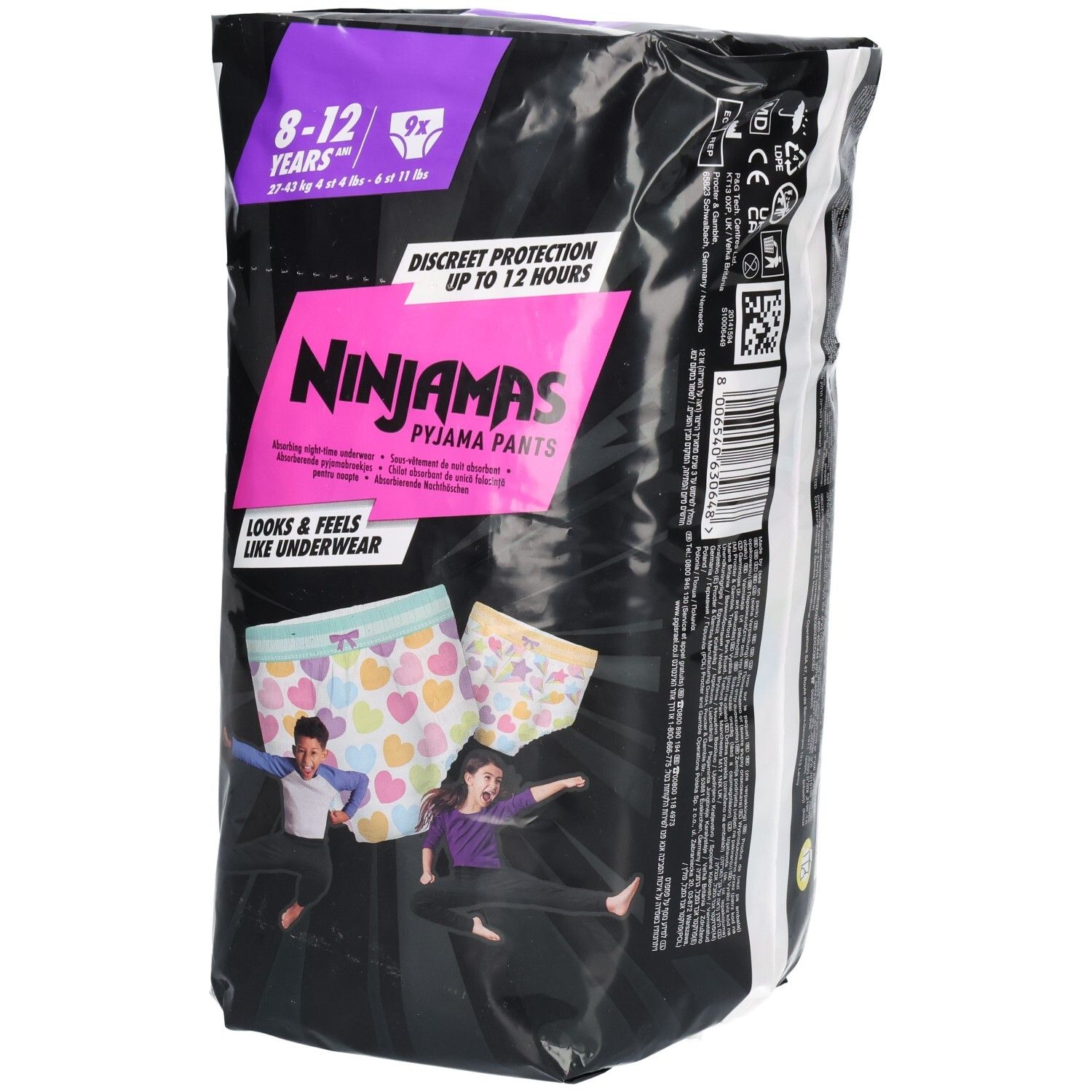 Pampers Ninjamas Pyjama Pants für Kinder, 8-12 Jahre, 9 Stück.