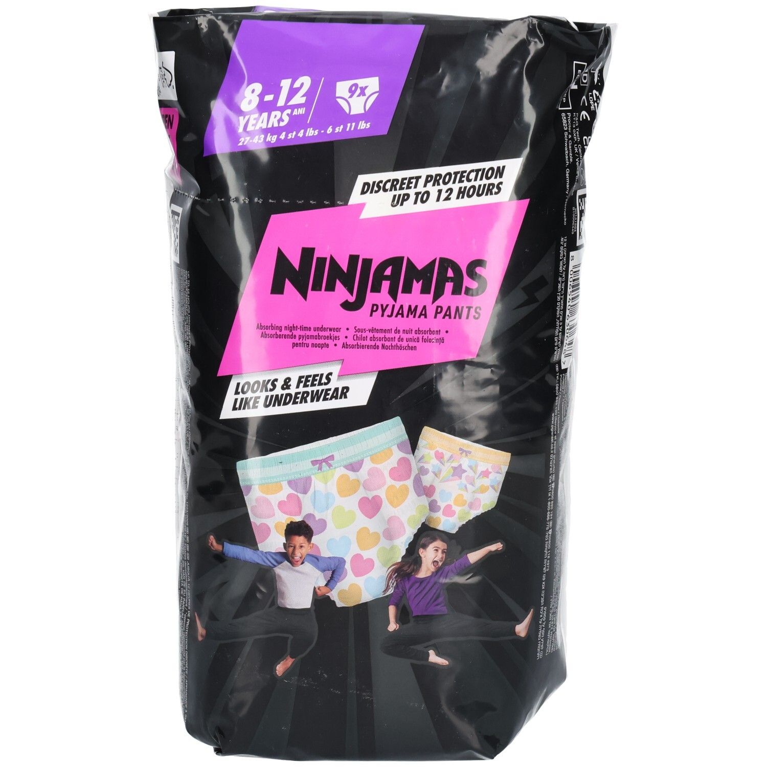 Pampers Ninjamas Pyjama Pants für Kinder, 8-12 Jahre, 9 Stück.