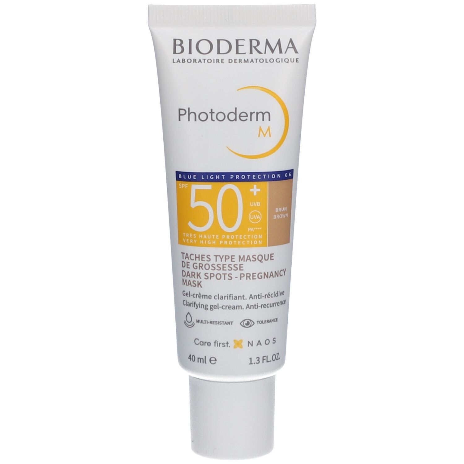 Bioderma Photoderm M, Tube. Sonnenschutzcreme mit SPF 50+. 40 ml. Braune Tönung. Für Schwangerschaftsmaske.