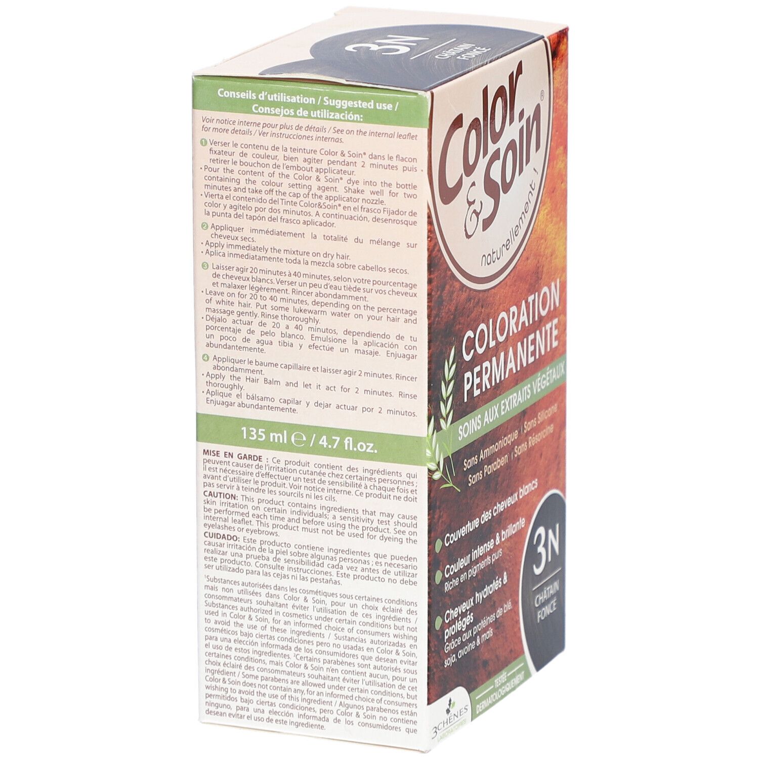 Les 3 Chênes® Color & Soin Bio-Haarfarbe 5GM - Hellbraun