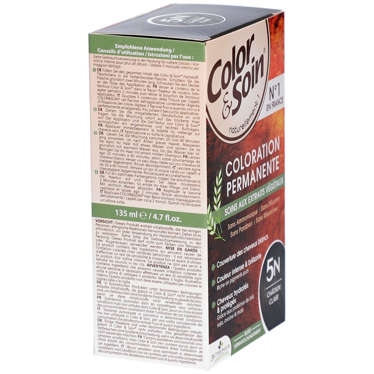 Color & Soin® Coloration permanente 5N Châtain Clair