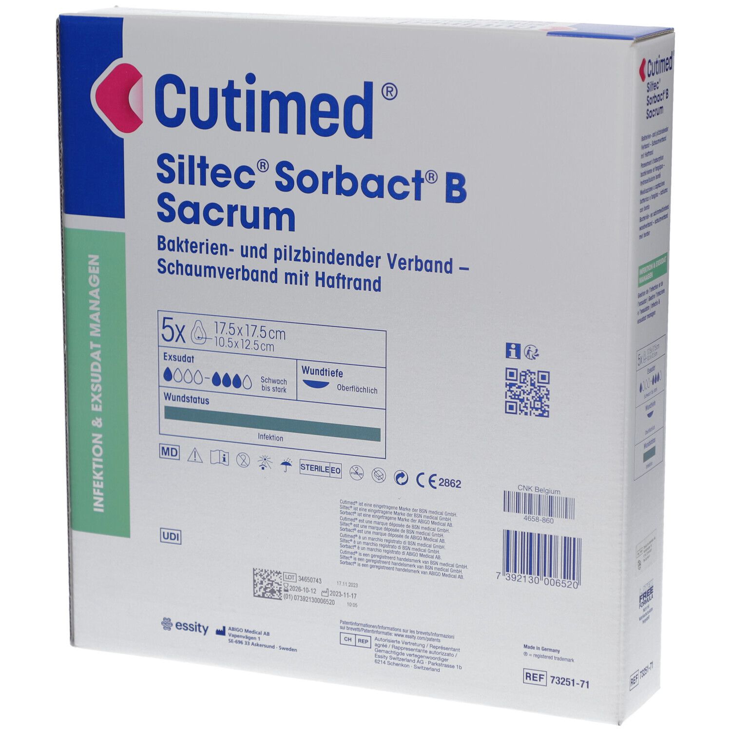 Cutimed® Siltec® Sorbact® B Sacrum 17,5 x 17,5 cm