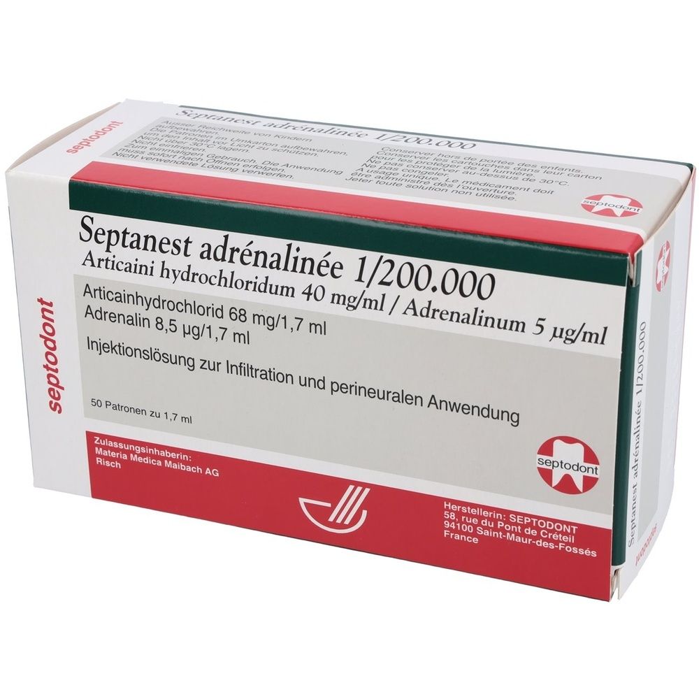 SEPTANEST ADRÉNALINÉE 1/200000 50 Patrone 1.7 ml