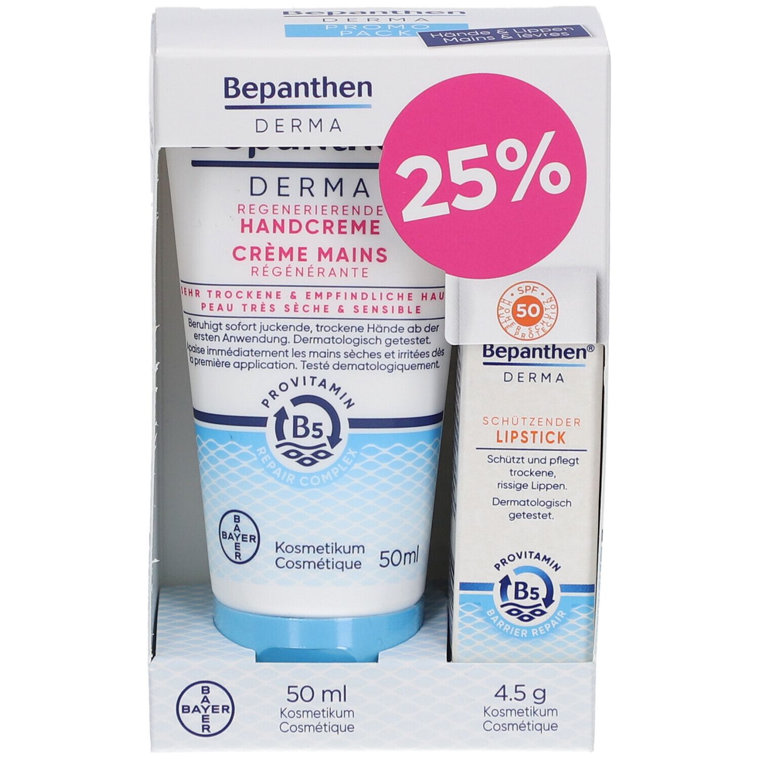 Bepanthen® Derma Duo Pack Handcreme & Lipstick mit LSF 50