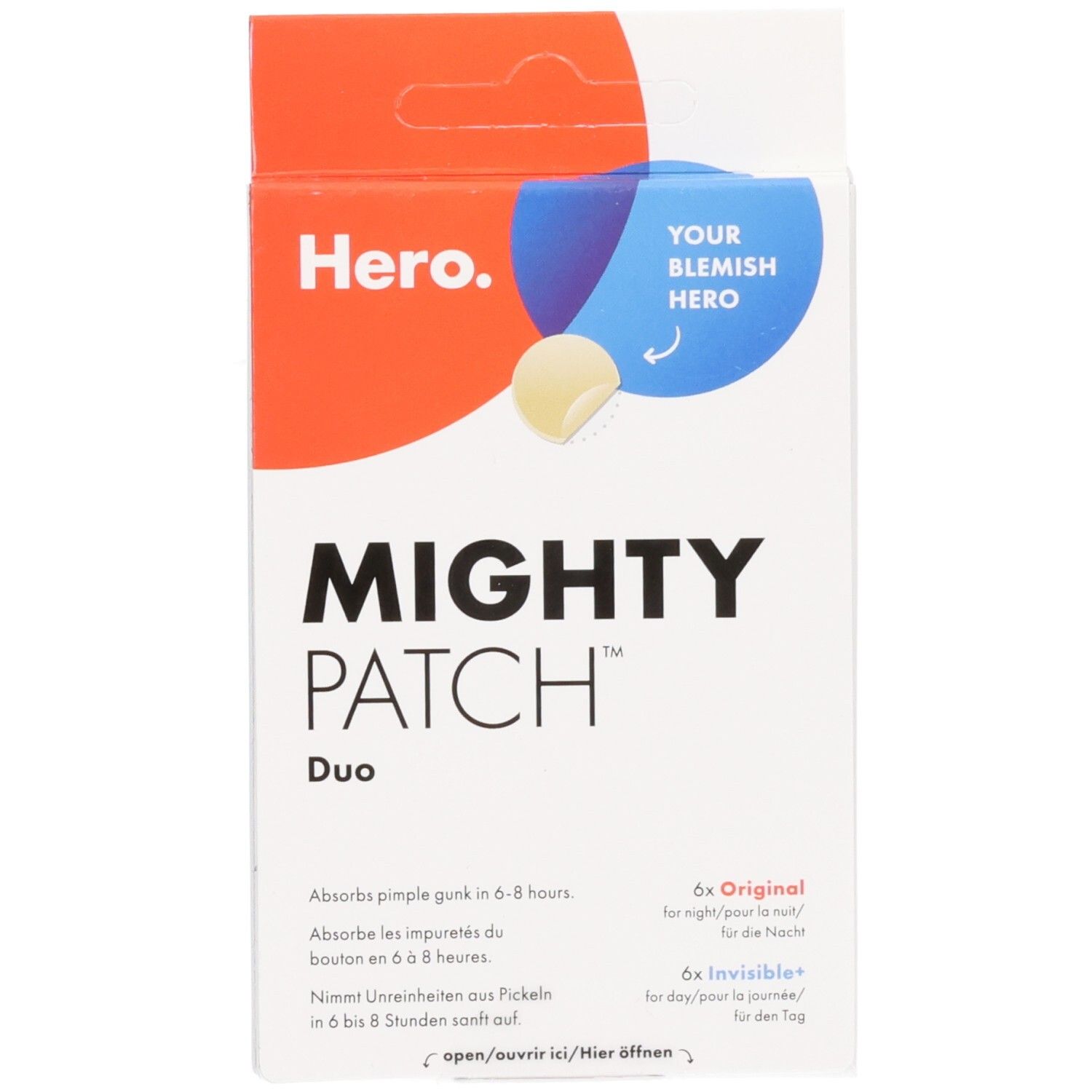 Hero Mighty Patch Duo Packung. Enthält 6x Original und 6x Invisible Patches.