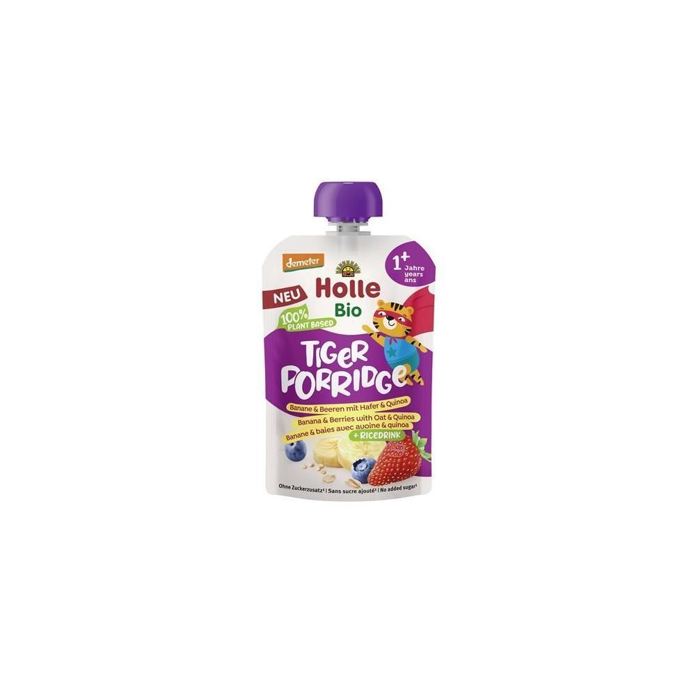 Holle Tiger Porridge Beutel mit Banane, Beeren, Hafer und Quinoa. Bio-zertifiziert.