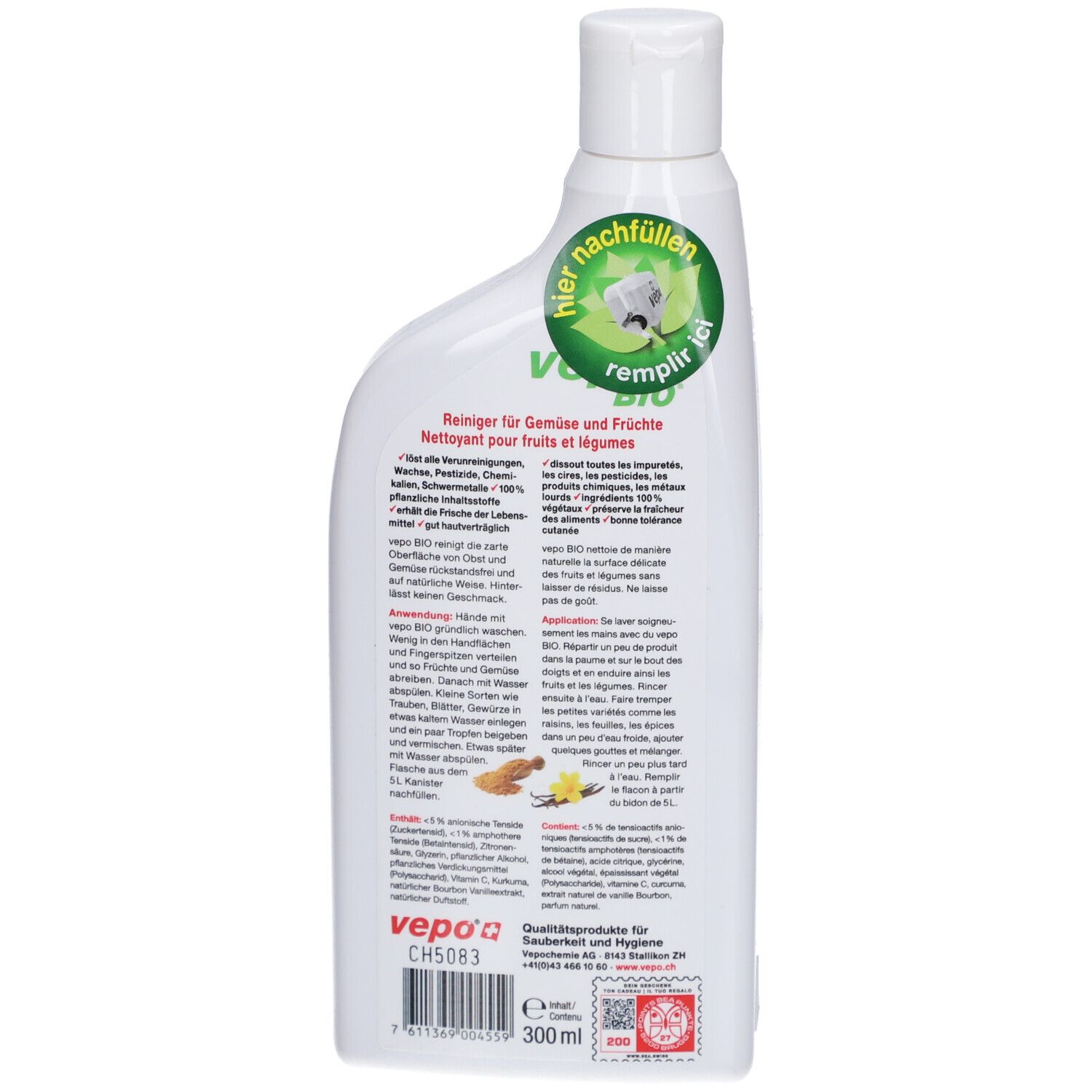 vepo® bio Biologischer Obst- und Gemüsereiniger mit Kurkuma und Vitamin C