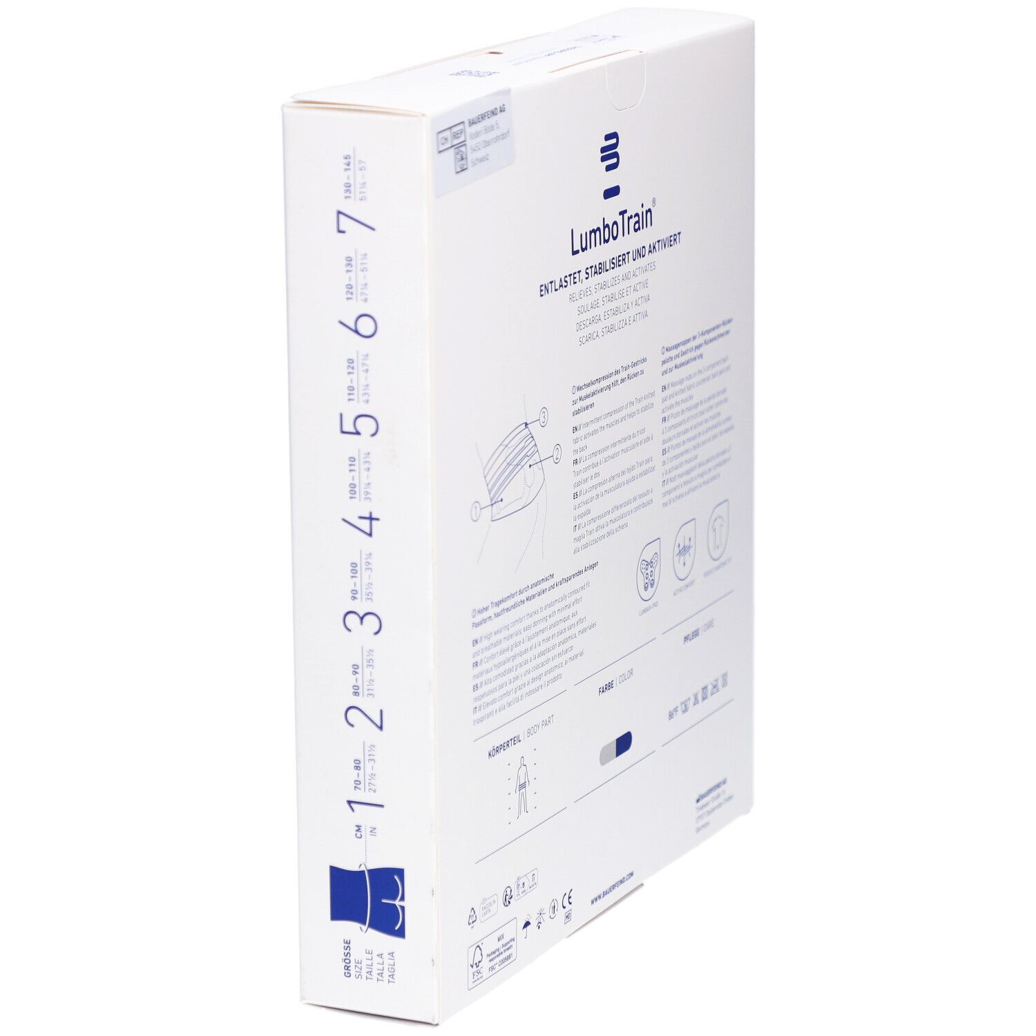 BAUERFEIND® LumboTrain® Rückenbandage Straight Größe 4 Titan