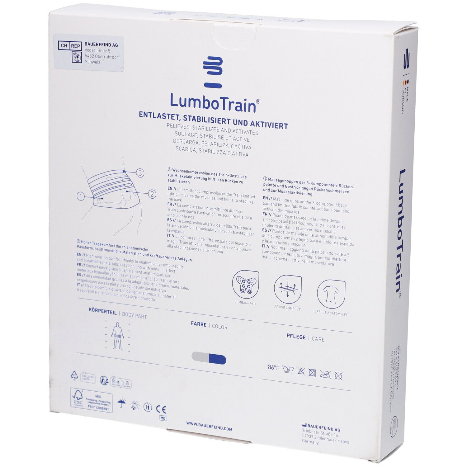 BAUERFEIND® LumboTrain® Rückenbandage Waisted Größe 2 Titan