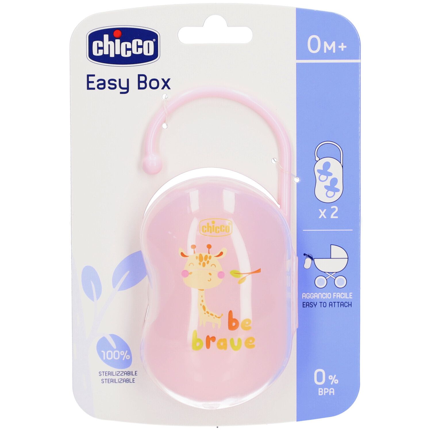 CHICCO Schnullerhalter 2 Schnuller 0m + Rosa
