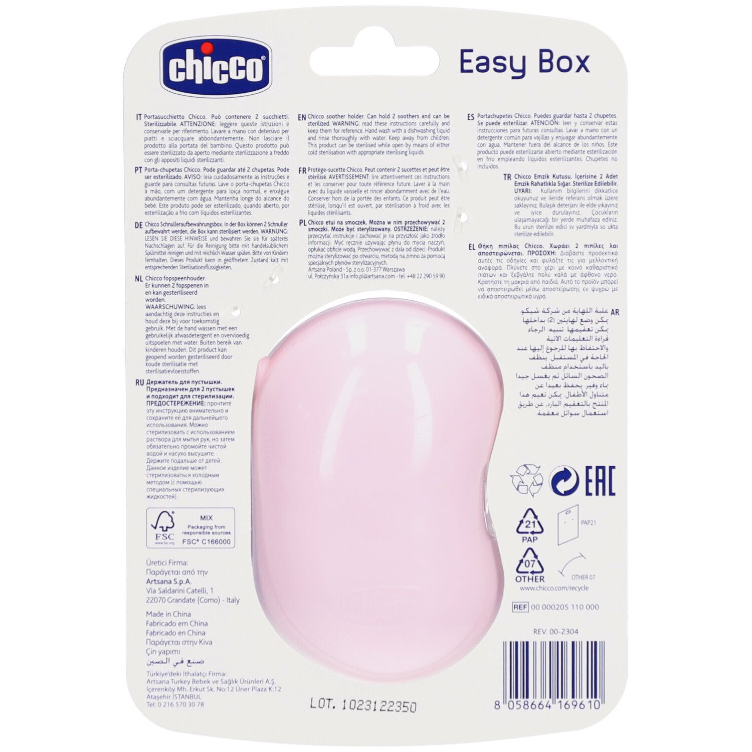 CHICCO Schnullerhalter 2 Schnuller 0m + Rosa