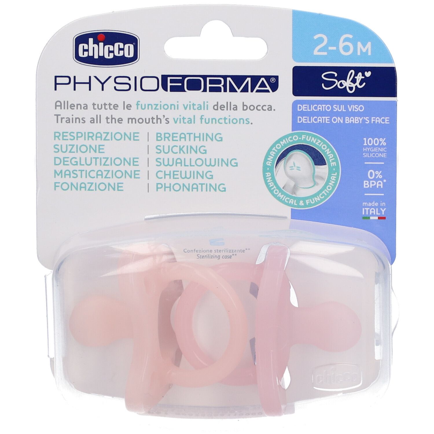 CHICCO Physioforma Schnuller Weich Rosa 2-6m