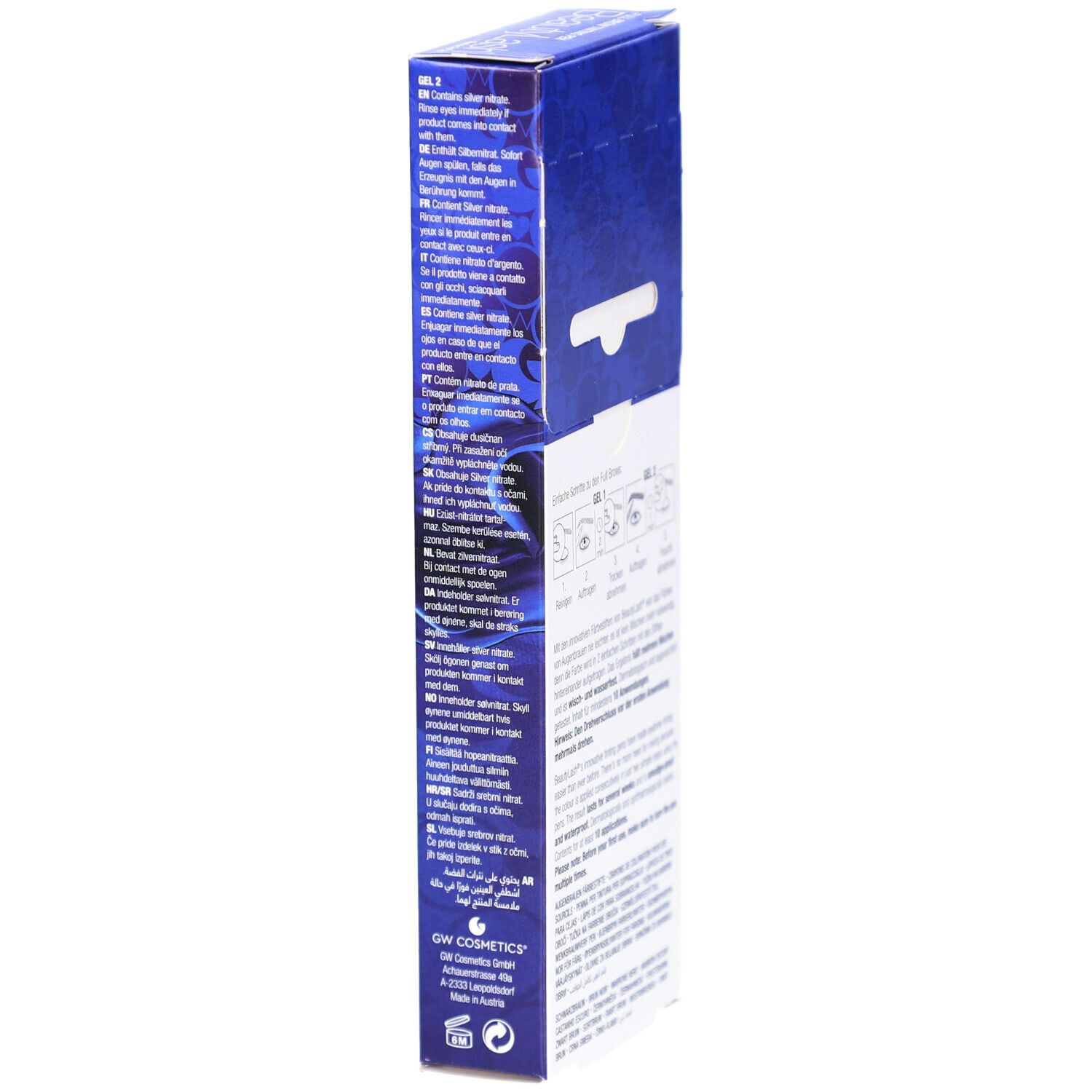 RefectoCil BeautyLash TWO GO Black Brown. Verpackung, Detailansicht mit Text.