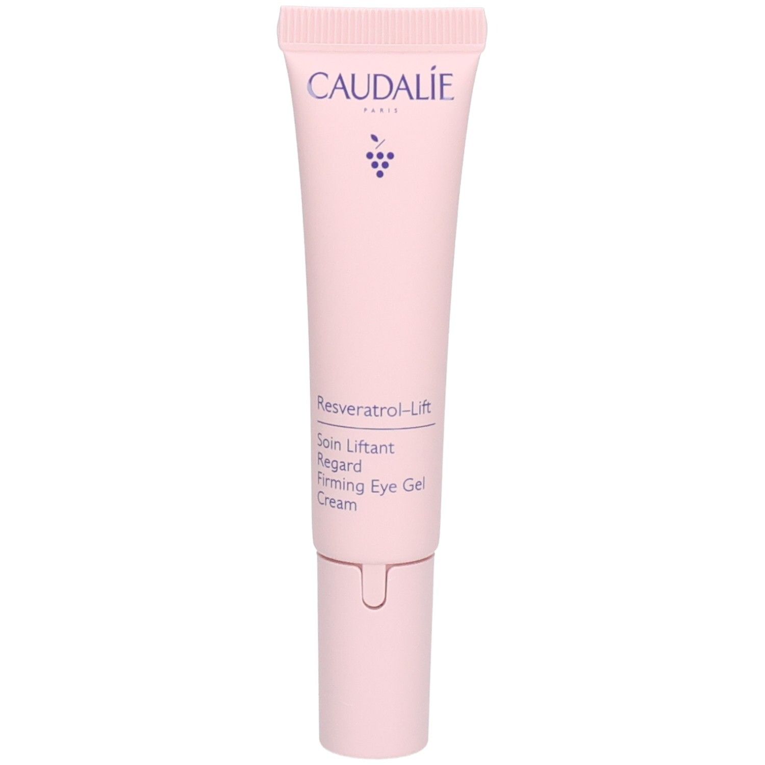Rosa Tube mit weißer Schrift. Enthält Caudalie Paris, Resveratrol-Lift, Firming Eye Gel Cream.