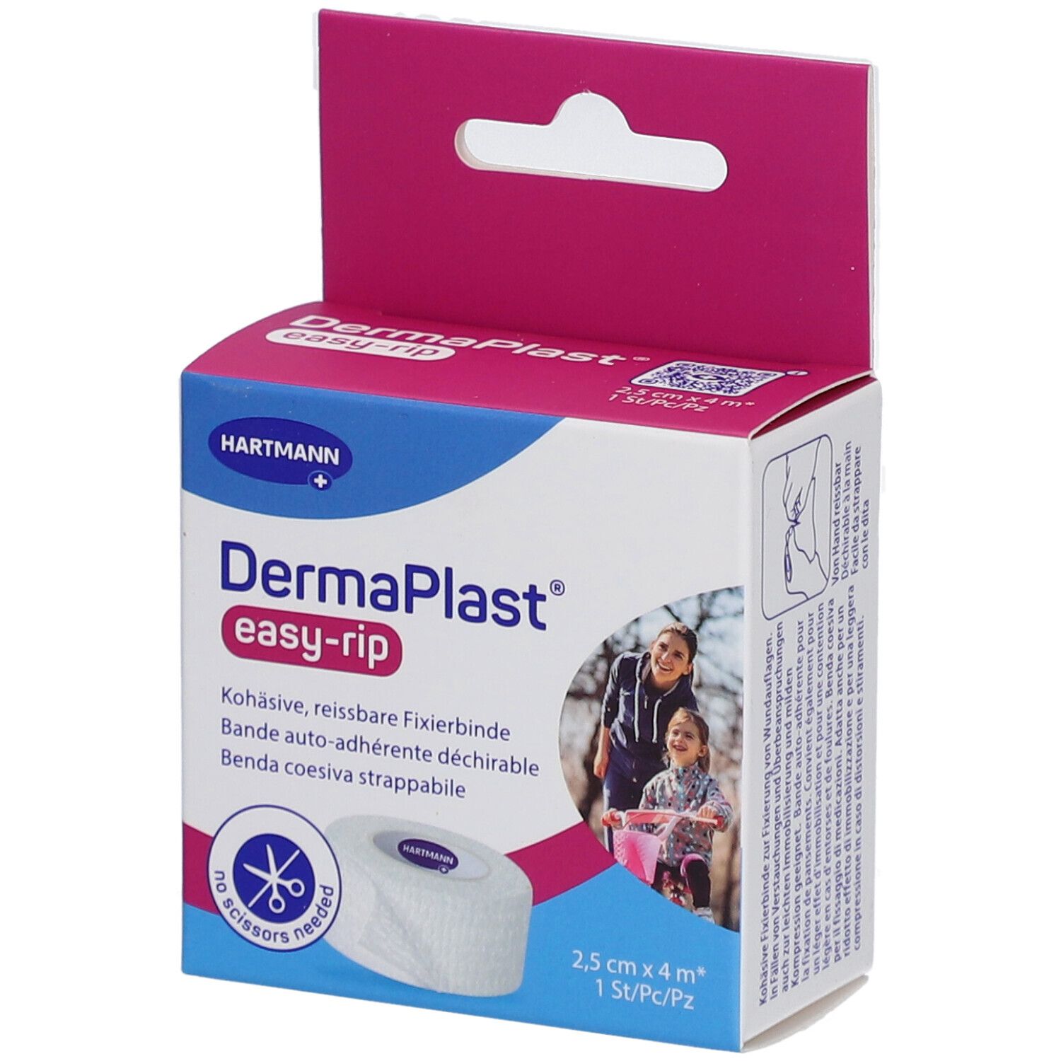 HARTMANN DermaPlast® easy-rip Abreißbare Selbstklebebinde 2,5 cm x 4 m