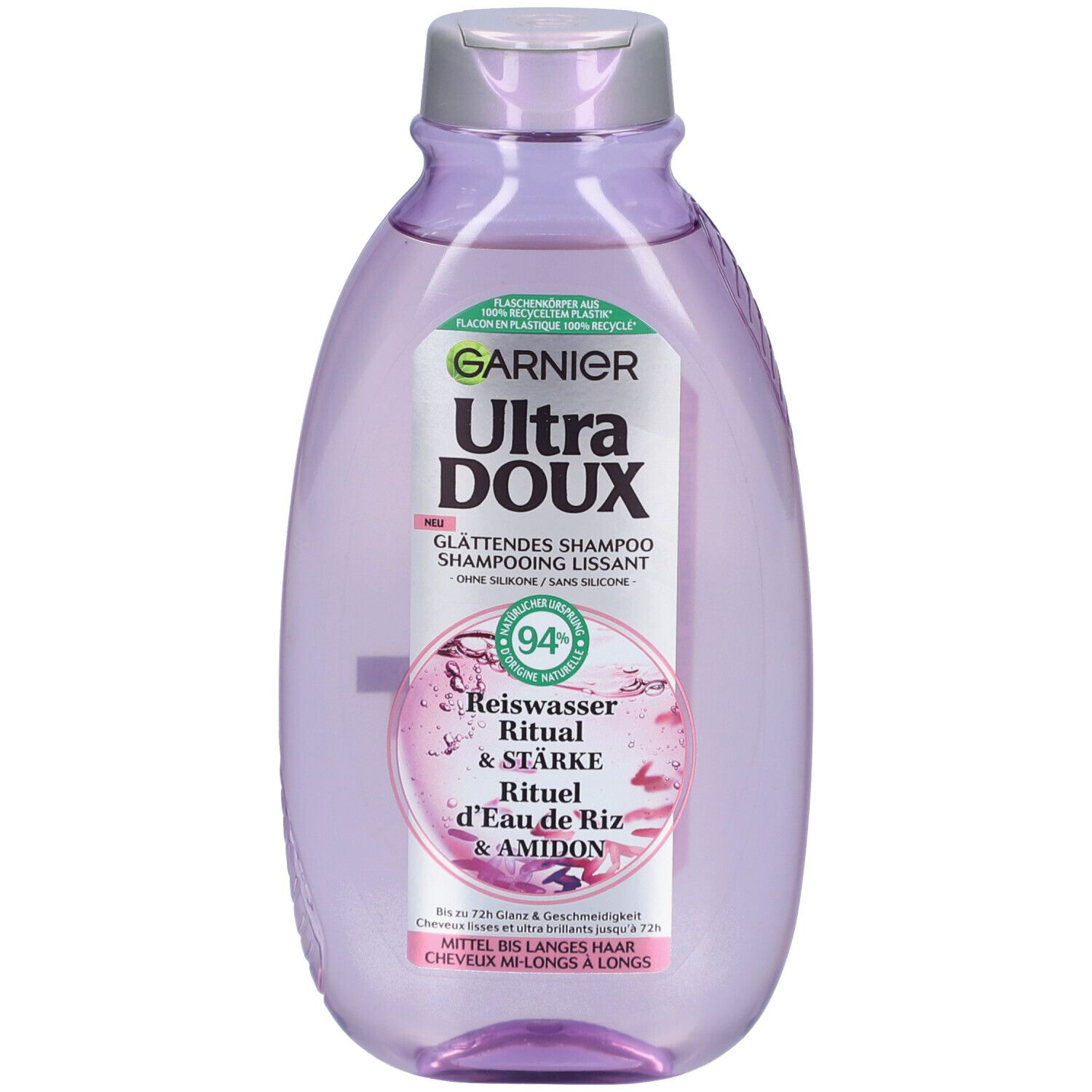 GARNIER Ultra Doux Shampooing Lissant Eau de Riz & Amidon Cheveux Longs