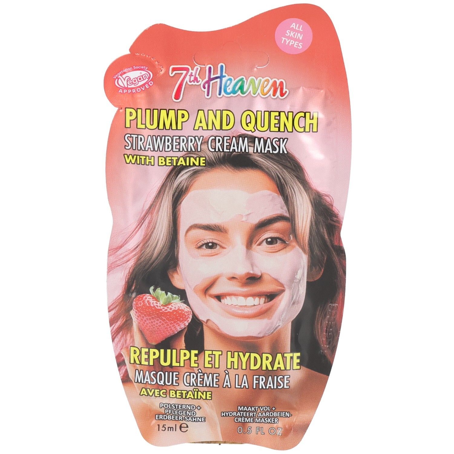 7th Heaven Erdbeer-Creme-Maske mit Betain. "Plump and Quench" für alle Hauttypen.