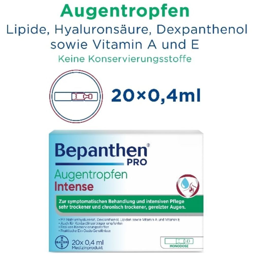 Bepanthen® Pro Augentropfen Intense Flasche zur Pflege trockener Augen