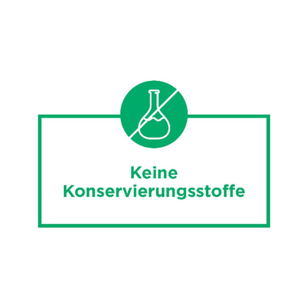 Grünes Symbol: Keine Konservierungsstoffe.