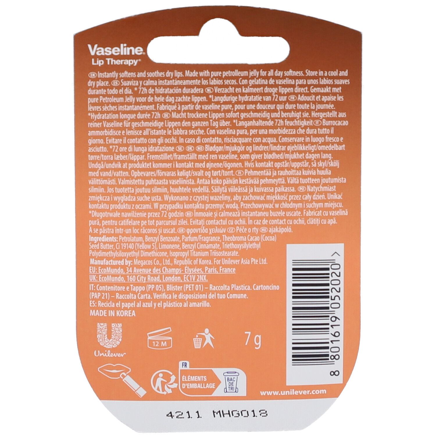 Vaseline Baume à lèvres beurre de Cacao