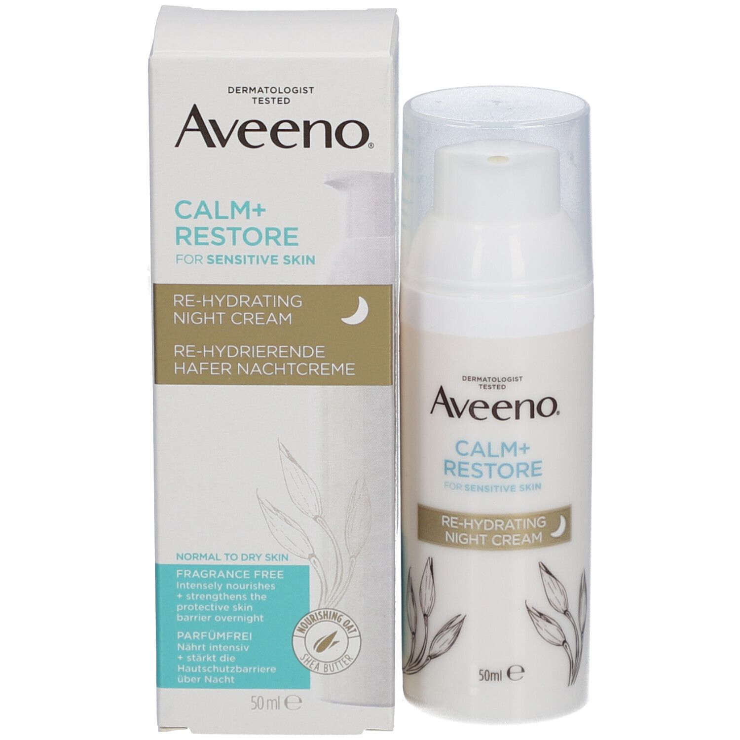 Aveeno® CALM+RESTORE Crème de nuit à l'avoine avec beurre de karité pour peaux sensibles