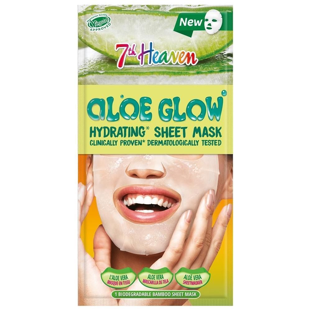 7th Heaven Aloe Glow Hydrating Sheet Mask mit Aloe Vera. Vegan und neu.