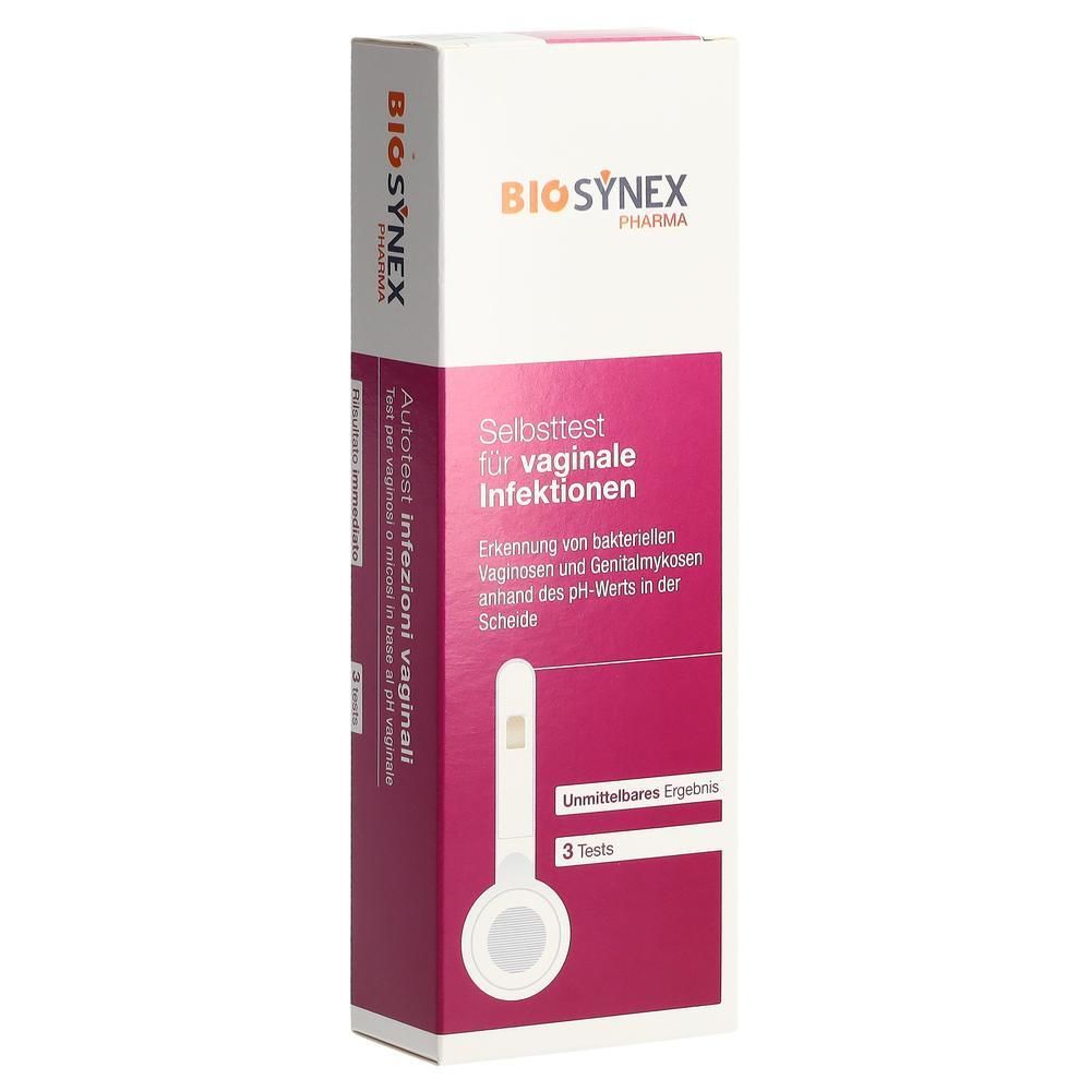 BIOSYNEX Selbsttest für vaginale Infektionen, Packung mit 3 Tests.
