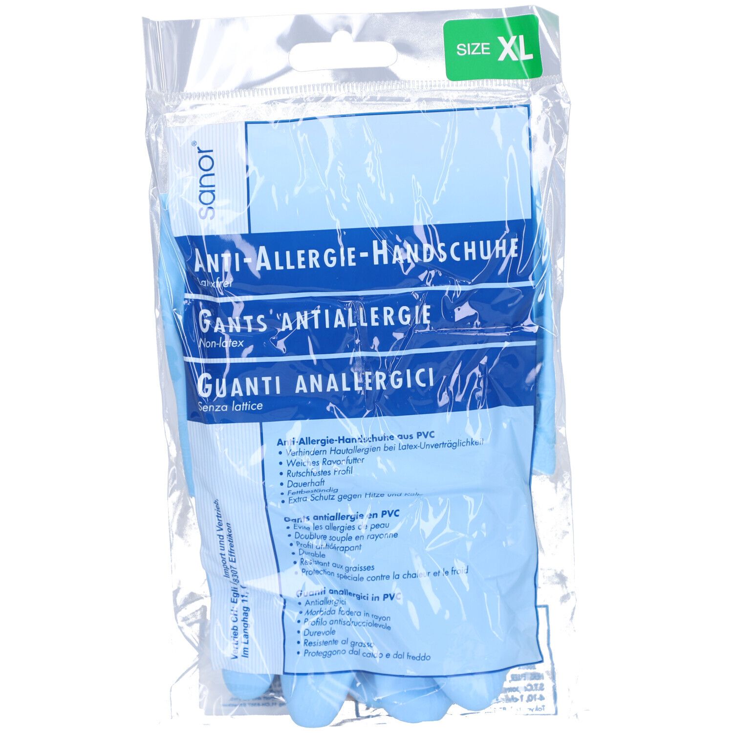 Sanor Anti-Allergie Handschuhe PVC XL blau