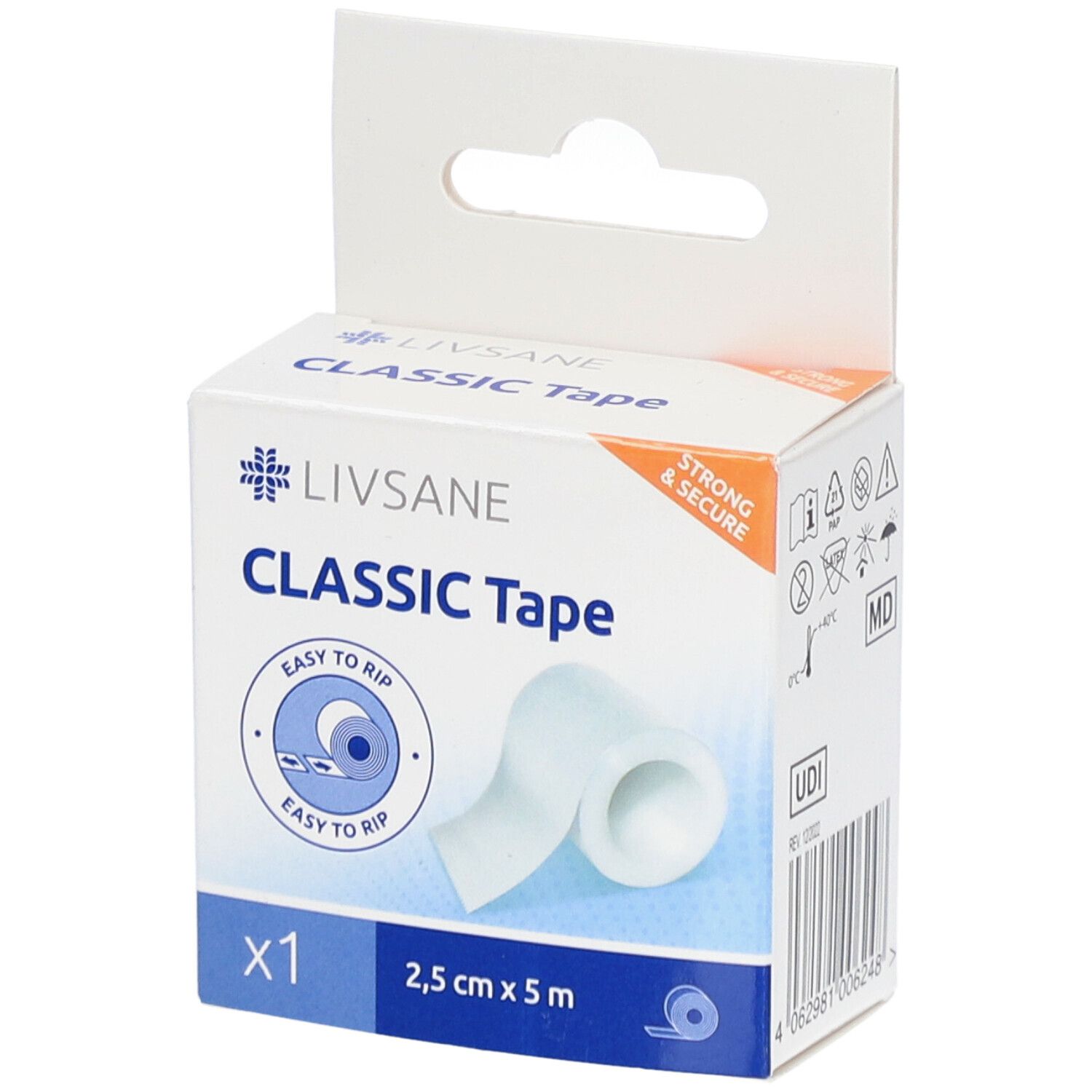 LIVSANE Classic Tape : Ruban adhésif médical 2,5 cm x 5 m